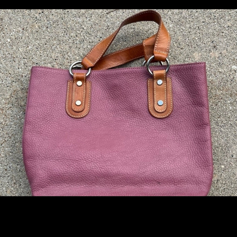 Maurizio Taiuti Women's Handbag Pink Tote with Brown Accents Leather Medium - Picture 5 of 12